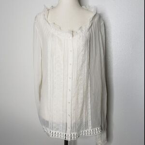 Elie Tahari Blouse Vintage Silk Sheer White/Ivory RARE Luxury Sensual Vintage